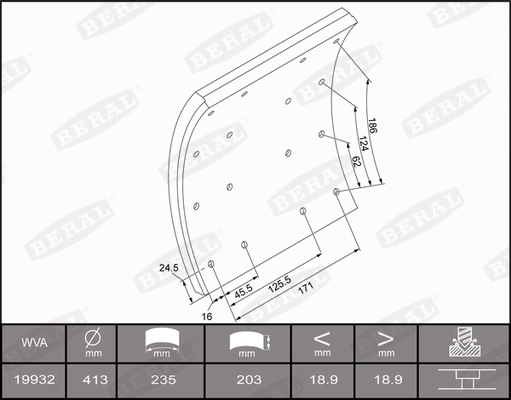 Brake Lining Kit, drum brake KBL19932.1-1637