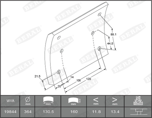Brake Lining Kit, drum brake KBL19506.3-1561