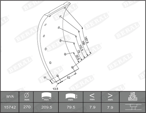Brake Lining Kit, drum brake KBL15030.1-1561