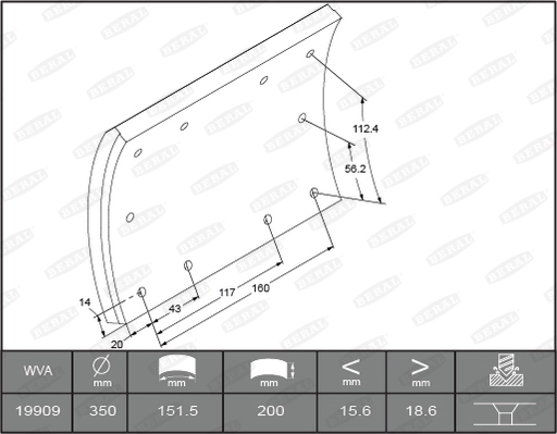 Brake Lining Kit, drum brake KBL19908.0-1647