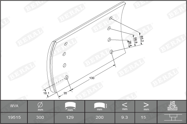 Brake Lining Kit, drum brake KBL19515.0-1541