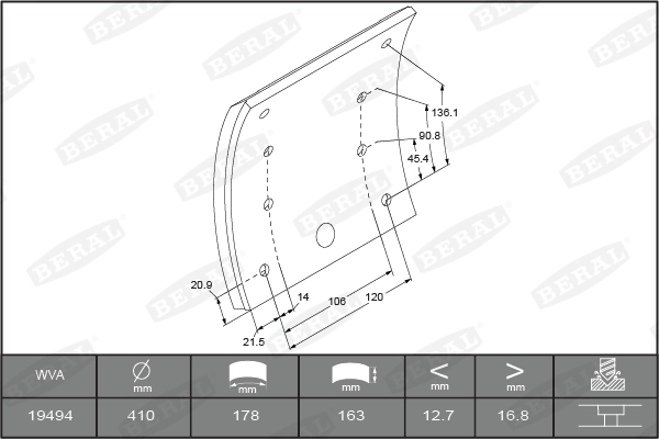 Brake Lining Kit, drum brake KBL19494.9-1575