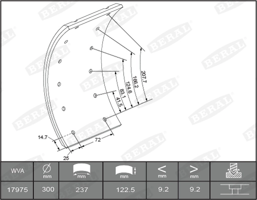 Brake Lining Kit, drum brake KBL17351.1-1561