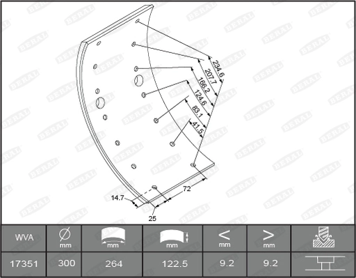 Brake Lining Kit, drum brake KBL17351.0-1561