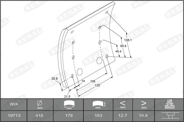 Brake Lining Kit, drum brake KBL19713.9-1560