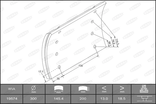 Brake Lining Kit, drum brake KBL19574.0-1517