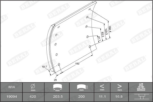 Brake Lining Kit, drum brake KBL19094.0-1560