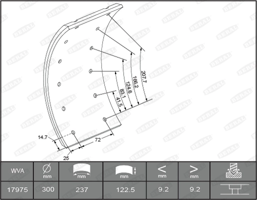 Brake Lining Kit, drum brake KBL17351.0-1561