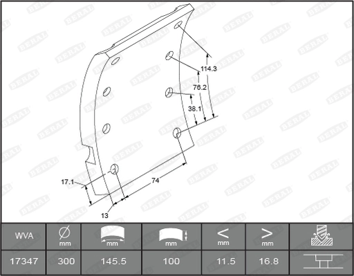 Brake Lining Kit, drum brake KBL17347.0-1561
