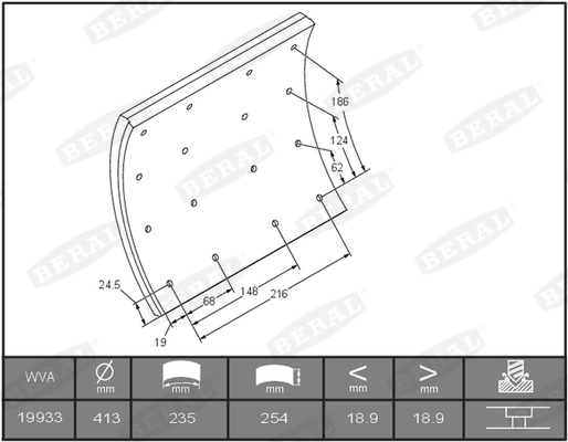 Brake Lining Kit, drum brake KBL19933.0-1550