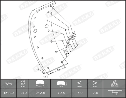 Brake Lining Kit, drum brake KBL15030.1-1561