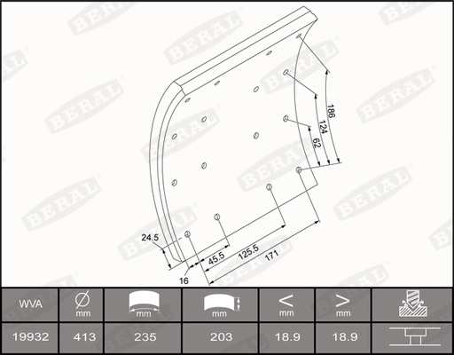 Brake Lining Kit, drum brake KBL19932.2-1637