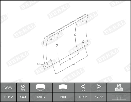 Brake Lining Kit, drum brake KBL19505.0-1561