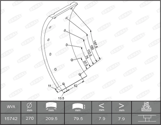 Brake Lining Kit, drum brake KBL15030.0-1561
