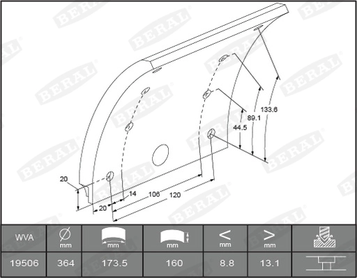 Brake Lining Kit, drum brake KBL19506.3-1561