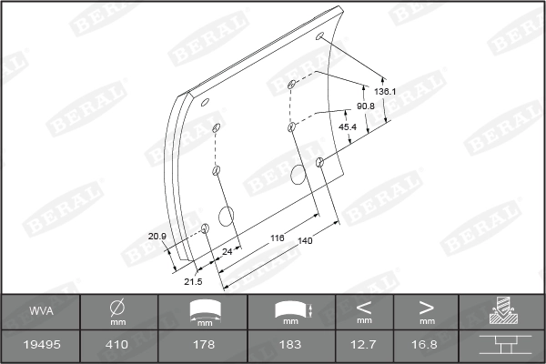 Brake Lining Kit, drum brake KBL19495.9-1575