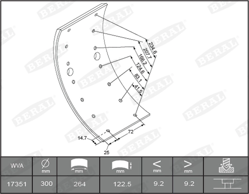 Brake Lining Kit, drum brake KBL17351.1-1561