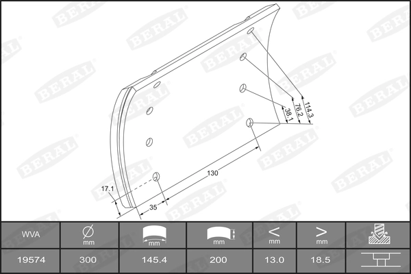 Brake Lining Kit, drum brake KBL19574.1-1517