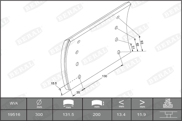 Brake Lining Kit, drum brake KBL19515.1-1541
