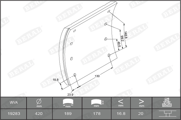 Brake Lining Kit, drum brake KBL19283.0-1686