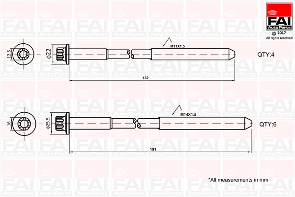 Cylinder Head Bolt Set B1625