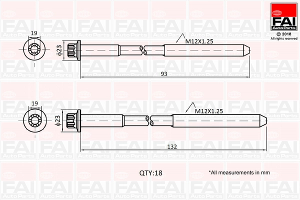 Cylinder Head Bolt Set B2201