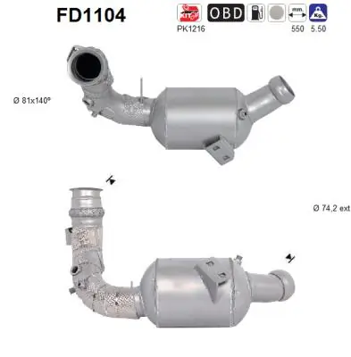 Soot/Particulate Filter, exhaust system FD1104