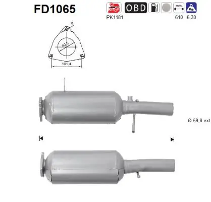 Soot/Particulate Filter, exhaust system FD1065