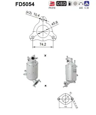 Soot/Particulate Filter, exhaust system FD5054