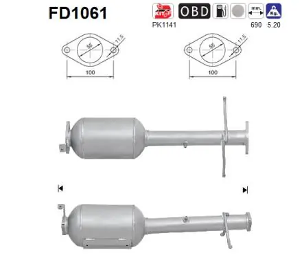 Soot/Particulate Filter, exhaust system FD1061