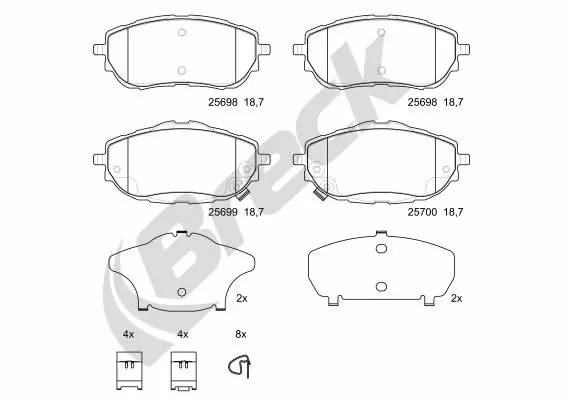 Brake Pad Set, disc brake 25698 00 701 00