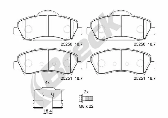 Brake Pad Set, disc brake 25250 00 701 00