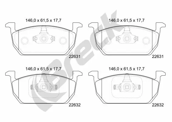 Brake Pad Set, disc brake 22631 00 701 00