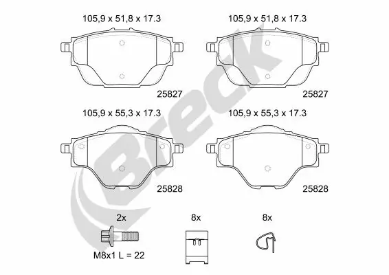 Brake Pad Set, disc brake 25827 00 704 00