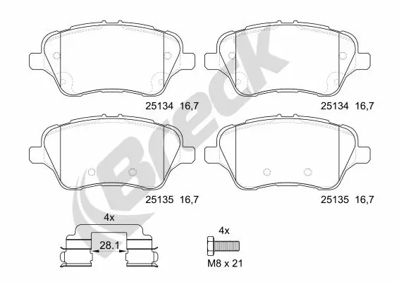 Brake Pad Set, disc brake 25134 00 701 00