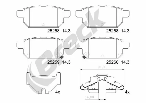 Brake Pad Set, disc brake 25258 00 704 00