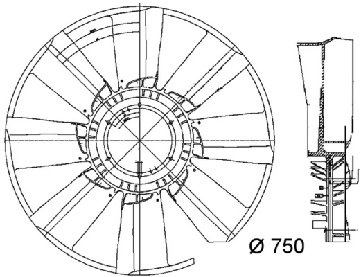 Fan Wheel, engine cooling BEHR *** PREMIUM LINE *** CFW 34 000P