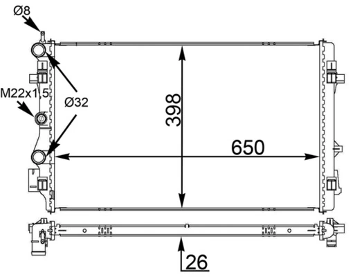 Radiator, engine cooling BEHR CR 1559 000S