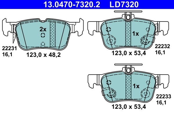 Brake Pad Set, disc brake ATE Ceramic 13.0470-7320.2
