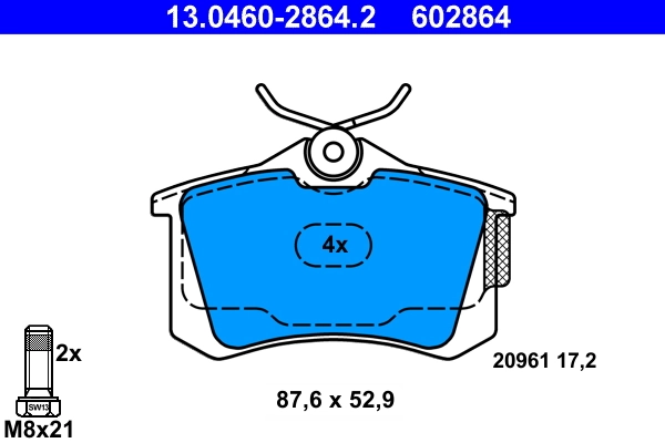 Brake Pad Set, disc brake 13.0460-2864.2
