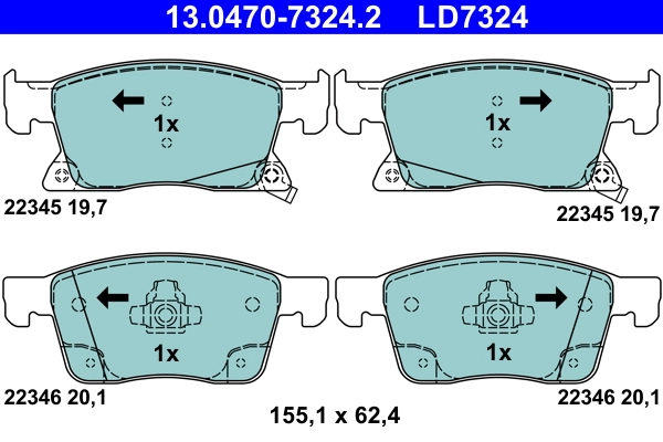 Brake Pad Set, disc brake ATE Ceramic 13.0470-7324.2