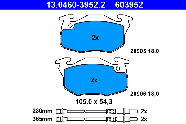 Brake Pad Set, disc brake 13.0460-3952.2