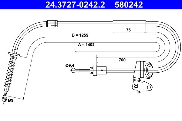 Cable Pull, parking brake 24.3727-0242.2