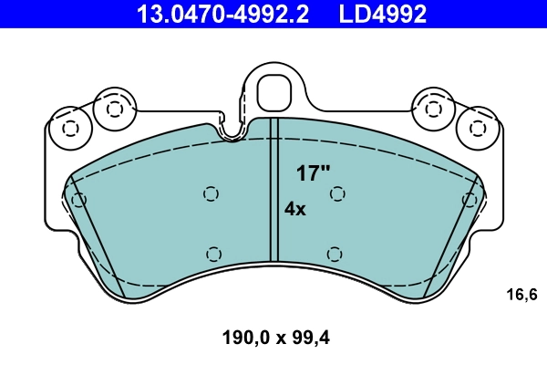 Brake Pad Set, disc brake ATE Ceramic 13.0470-4992.2