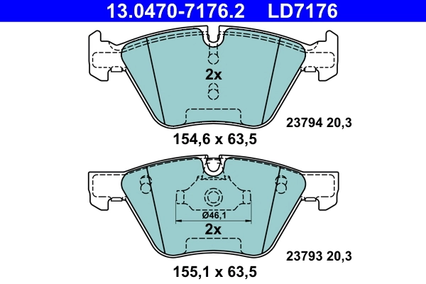 Brake Pad Set, disc brake ATE Ceramic 13.0470-7176.2