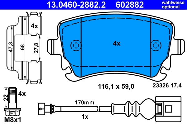 Brake Pad Set, disc brake 13.0460-2882.2
