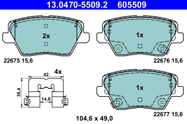 Brake Pad Set, disc brake ATE Ceramic 13.0470-5509.2