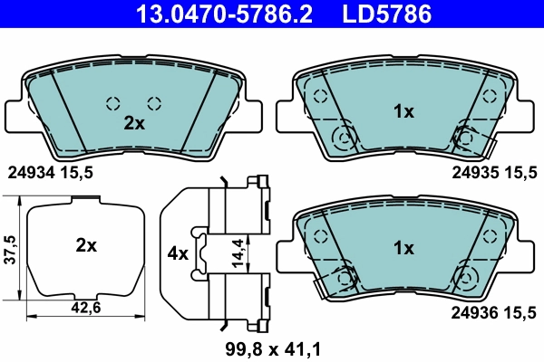 Brake Pad Set, disc brake ATE Ceramic 13.0470-5786.2