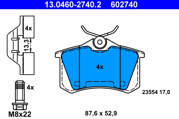 Brake Pad Set, disc brake 13.0460-2740.2