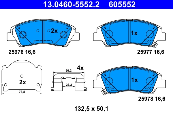 Brake Pad Set, disc brake 13.0460-5552.2